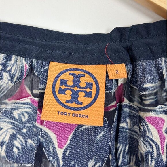 Tory Burch Silk Semi-Sheer Popover Top Preppy Ruffle Size 2 Women's - Picture 5 of 5